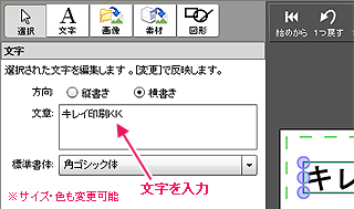 設定パネルに文字を入力する